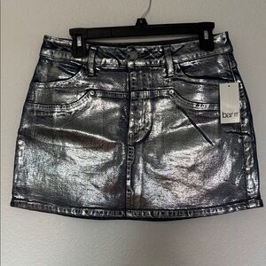 Bar III Shimmering Silver Mini Skirt